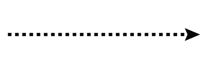 Straight long vector arrow icon. Long dashed arrow icon. isolated on white and black background. EPS 10 .