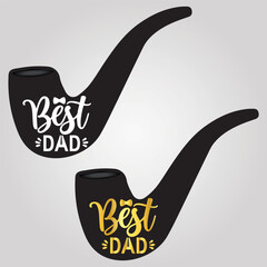 Vector smoking pipe isolated drawing. smoking pipe vector design on white background. Best dad vector. best dad typography.