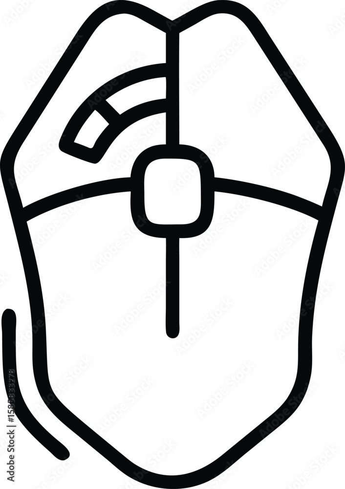 Poster outline illustration of computer mouse, essential input device for pc and laptop