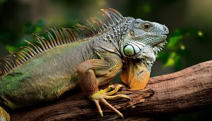 Fototapeta premium green iguana on a branch