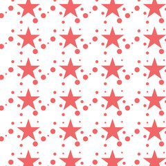 seamless red dot and star pattern 