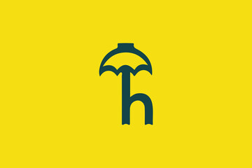 A stylized umbrella letter h logo design