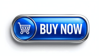 Glossy Blue Buy Now Button with Shopping Cart Icon.