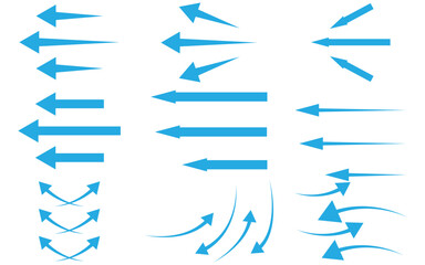 Clear Currents: Visual Symbols of Airflow, Filtration & Environmental Balance .The Set of Blue Arrow 