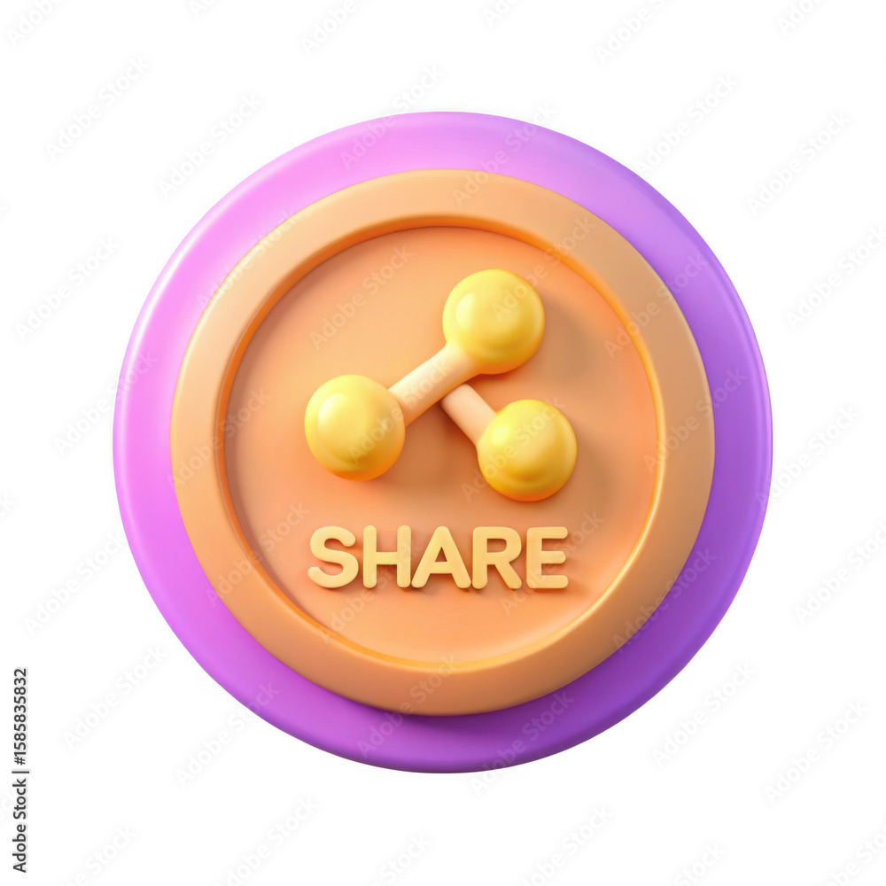 Poster 3d share icon with network symbol isolated on transparent background