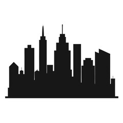 Fototapeta premium Modern city skyline silhouette with tall skyscrapers isolated on white background