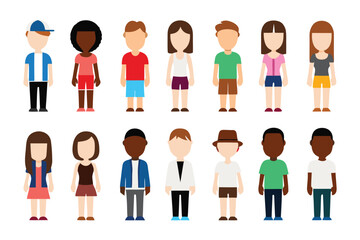 Multicultural Crowd: A vibrant collection of stylized figures, representing a diverse group of individuals, ready to embrace any project.