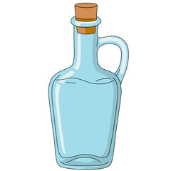 Glassy jug for water. Jar for wine. Flat vector illustration
