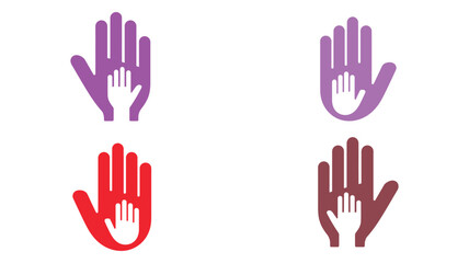 Fototapeta premium Colorful helping hands icons symbolizing support care unity and community aid in flat design 
