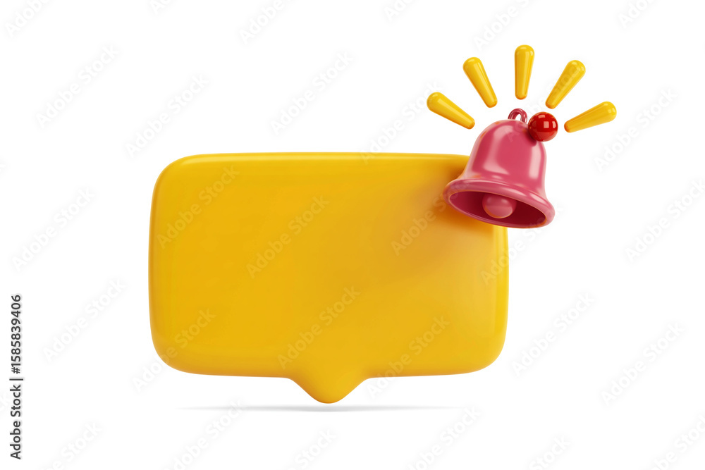 Fototapete 3d rendered yellow notification ui element with red alert badge on black background