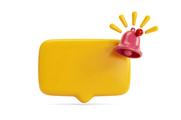 3D Rendered Yellow Notification UI Element with Red Alert Badge on Black Background

