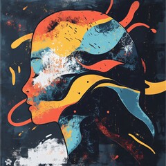 Creative expression through abstract portraiture by urban artists city streets digital art vibrant environment side view concept of identity