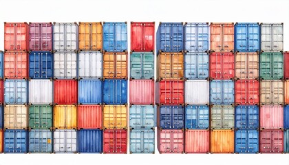 Fototapeta premium Shipping Container Freight Logistics Dockside Concept. Colorful arrangement of shipping containers stacked together.