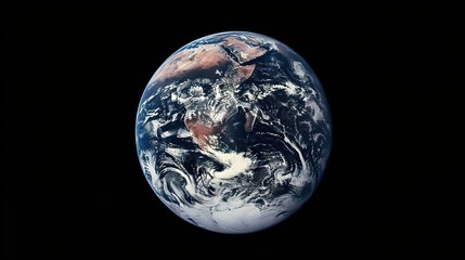 Obraz premium From the Vast Expanse of Space: A Breathtaking Glimpse of Earth – Where Blue Oceans Merge with White Clouds, Green Landmasses Nestle Amidst Curving Horizons, and the Fragile Glow of Atmosphere Wraps