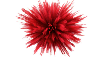 Red color explosion with dynamic burst and powder effect on white background

