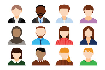 Diverse Avatar Collection: A set of varied avatars representing a wide range of individuals, embodying diversity and inclusion in a modern and clean illustrative style.