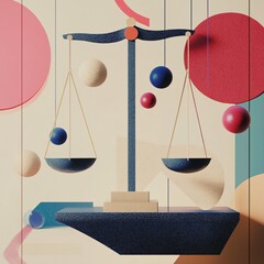 Balancing harmony of shapes and colors abstract art digital design studio environment creative perspective visual concept exploration