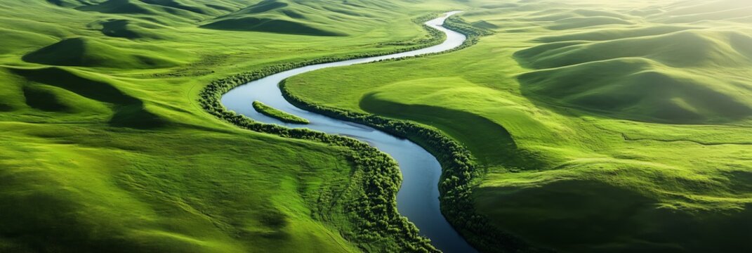 Meandering rivers nourish the green land