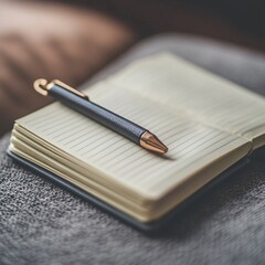 Writing inspiration cozy workspace with notepad and pen home office still life comfortable environment close-up view creative reflection