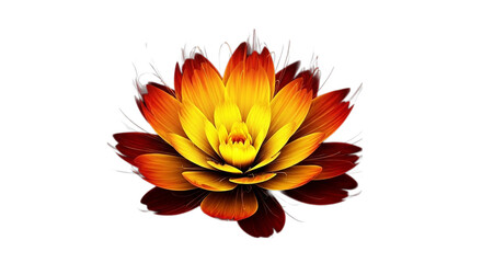 Vibrant multi-layered blossom illustration with a fiery gradient of red, orange, and yellow petals, symbolizing growth and the profound beauty of nature's artistry