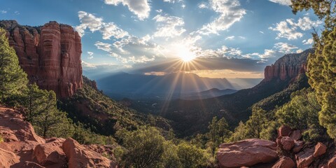 Majestic Sedona Sunset: Arizona's Red Rock Canyon Panorama