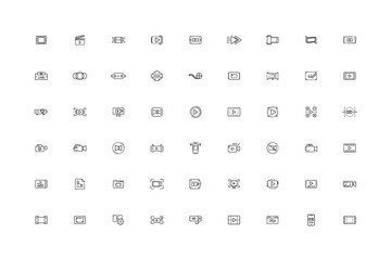 Collection of Video and Film Related Thin Line Icons