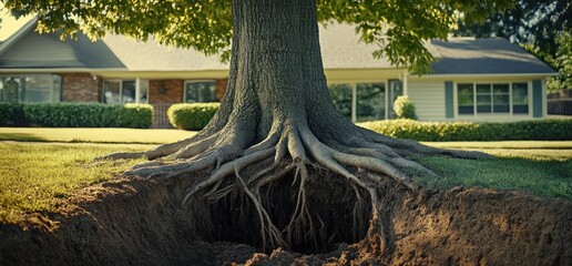 Majestic Tree Roots Unveiled: Nature's Strength in Suburbia