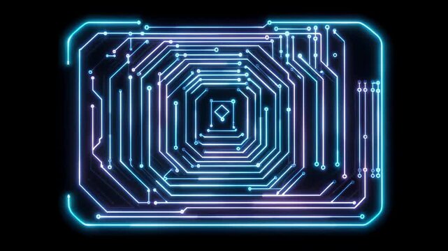 Techno Neon Circuit Pattern Techno Circuit Board Pulse Signal
