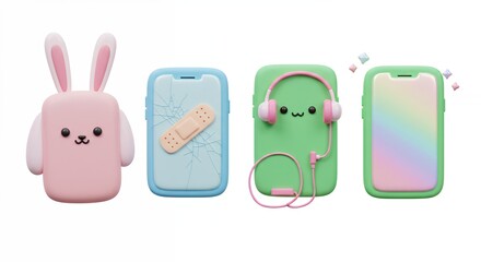 Pastel colored phone cases illustration