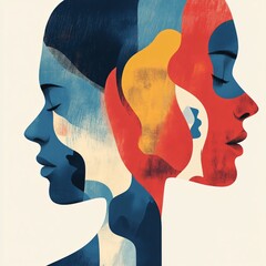 Emotional portrait art modern gallery abstract illustration urban environment artistic viewpoint exploration of identity and perspectives