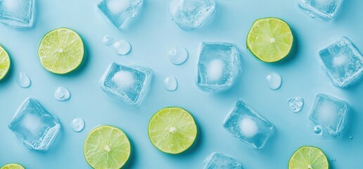 Refreshing Lime and Ice Cubes: A Cool Summer Vibe