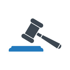 Auction hammer and sound icon. Law icon