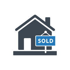 House icon with sold sign real estate