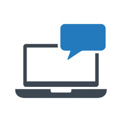 Laptop computer chat bubble icon
