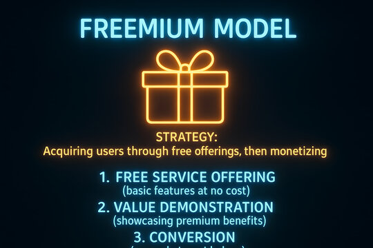 Blue Infographic Design of Freemium Model Strategy in Digital Workspace