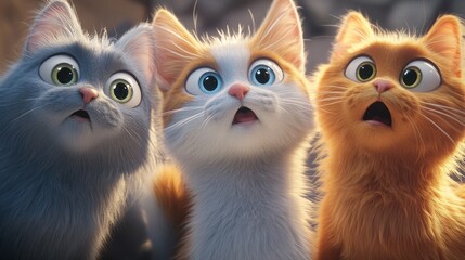 Three Adorable Kittens: A Surprised Trio