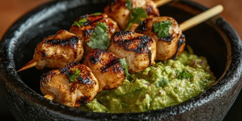 Grilled Chicken Skewers with Guacamole