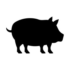 Pig animal vector icon in black silhouette