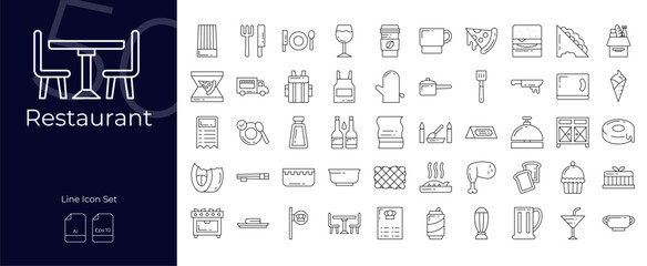 Restaurant Line Editable Icons set. Vector illustration in modern thin line style of Restaurant icons: eatery,drink,kitchen, etc