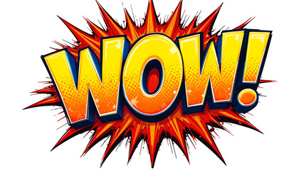 Comic Book Style WOW Exclamation with Starburst Background.