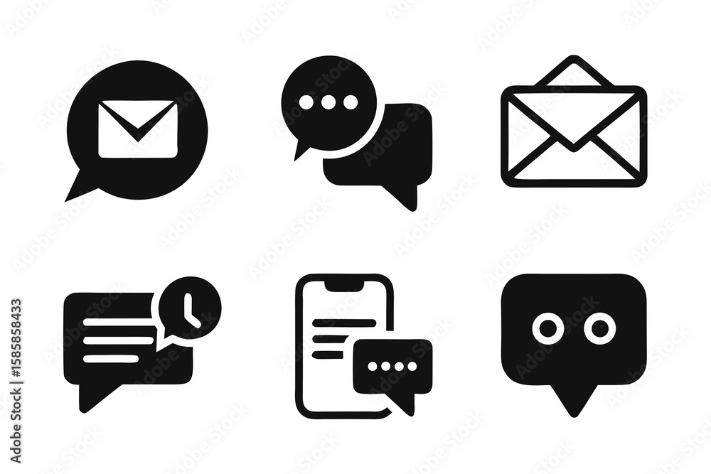 Poster set of communication icons representing email chat mobile messaging and notifications perfect for ui
