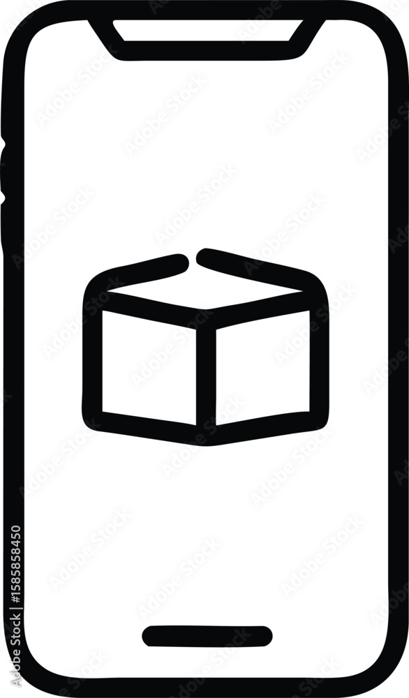 Aufkleber outline phone icon with delivery box for mobile app or web design