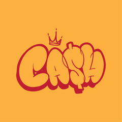 Graffiti Style Cash Text with Crown on Orange Background 