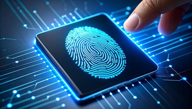 Fingerprint scanned on digital circuit board