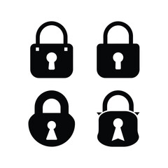 Set of stylish lock silhouette vector illustration
