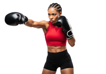 African american female boxer isolated