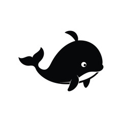 A baby whale silhouette vector art illustration