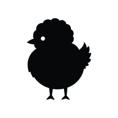 A fluffy chick silhouette vector art illustration
