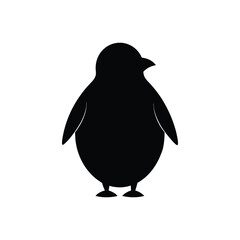 A round penguin standing silhouette vector illustration