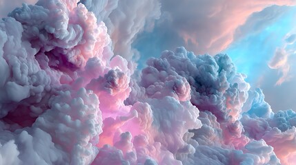 A dreamy, ethereal sky with pastel clouds swirling in soft shades, creating a magical and serene atmosphere that feels like a dream come to life.